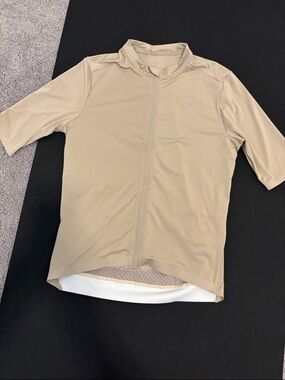 Men's Beige Zip-Front Cycling Jersey